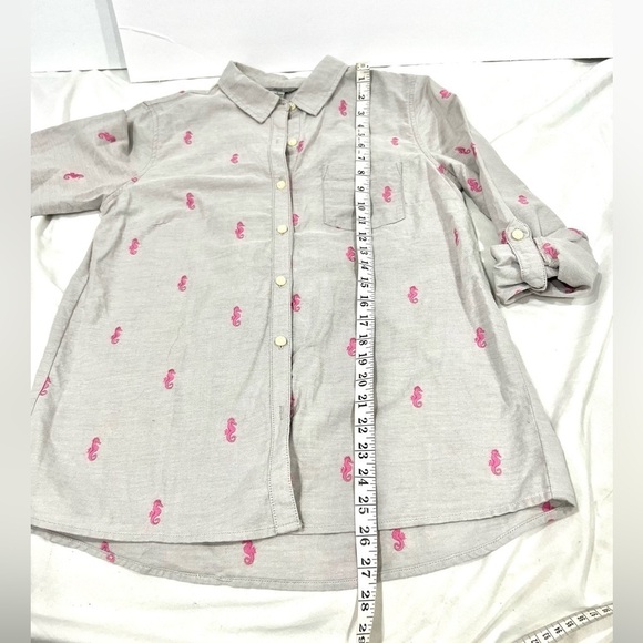 Bass women's 100% cotton gray with pink embroidered sea horses size S - Picture 8 of 9